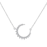 Moon Pendant Necklace 925 Sterling Silver High Carbon Diamond
