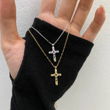 Cross Pendant Necklace High Carbon Diamond Gemstone Fine Jewelry