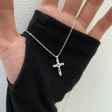 Cross Pendant Necklace High Carbon Diamond Gemstone Fine Jewelry