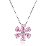 18K Plated 925 Silver Lab Sapphire Ruby Diamond Pendant Necklace