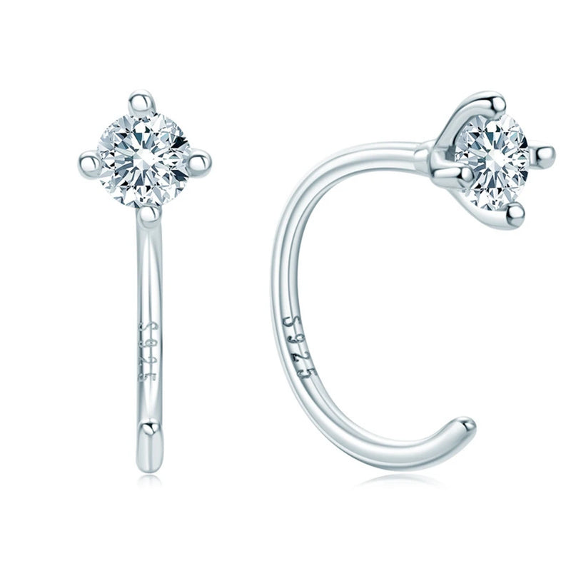 18K Plated 925 Sterling Silver D Moissanite Stud Earrings