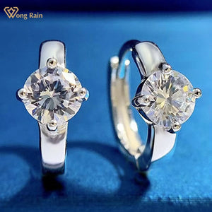 18K Plated Round Cut Diamond Women Hoop Earrings