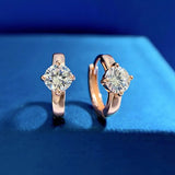 18K Plated Round Cut Diamond Women Hoop Earrings