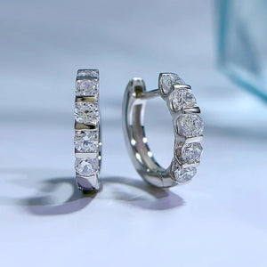 18K Plated 925 Sterling Silver Diamond Hoop Earrings Wedding Jewelry