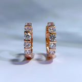 18K Plated 925 Sterling Silver Diamond Hoop Earrings Wedding Jewelry