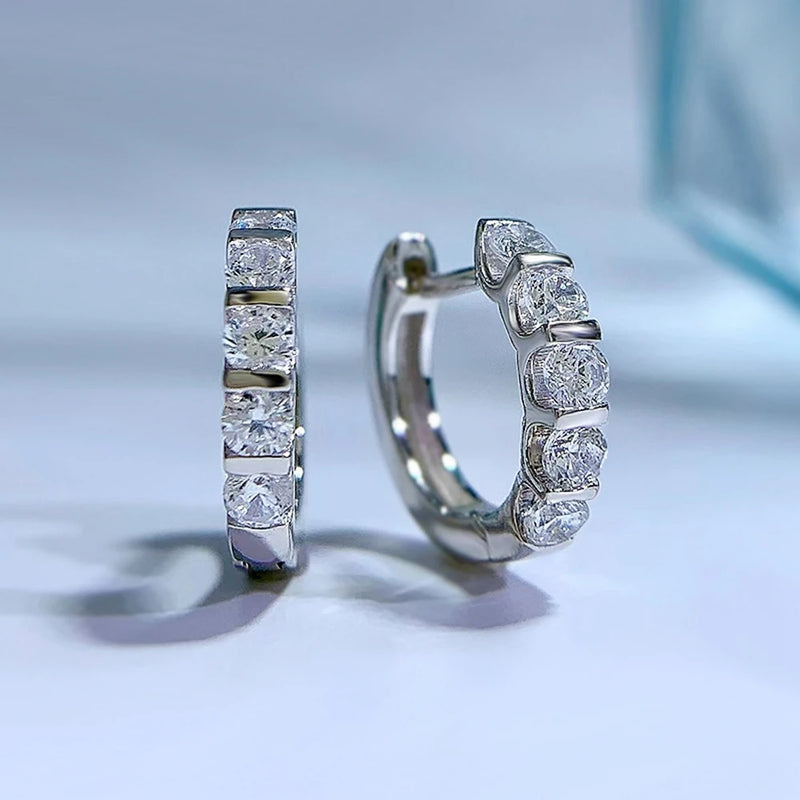18K Plated 925 Sterling Silver Diamond Hoop Earrings Wedding Jewelry