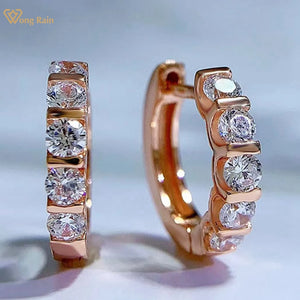 18K Plated 925 Sterling Silver Diamond Hoop Earrings Wedding Jewelry