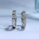 18K Plated 925 Sterling Silver Diamond Hoop Earrings Wedding Jewelry