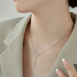 Sapphire Pearl Butterfly Pendant Necklace 925 Silver