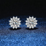 925 Silver 0.5-1CT D Moissanite Diamond Zircon Studs Earrings