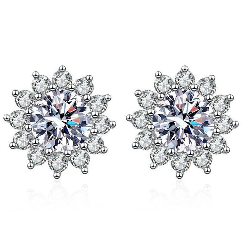 925 Silver 0.5-1CT D Moissanite Diamond Zircon Studs Earrings