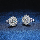925 Silver 0.5-1CT D Moissanite Diamond Zircon Studs Earrings