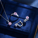 925 Silver Citrine Pink Sapphire Diamond Ear Studs