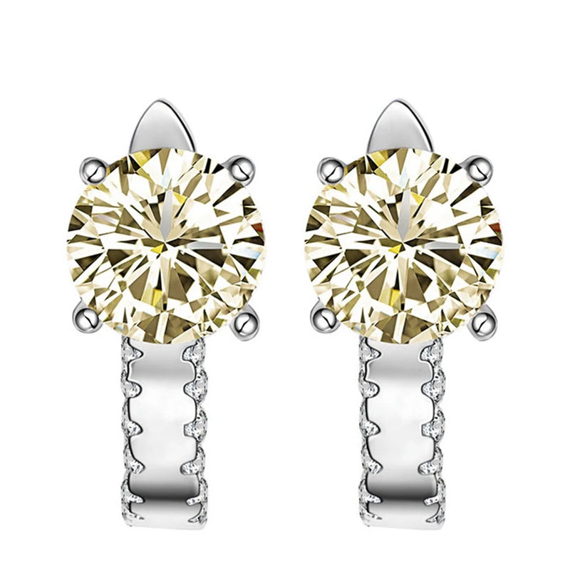 925 Silver Citrine Pink Sapphire Diamond Ear Studs