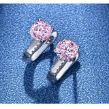 925 Silver Citrine Pink Sapphire Diamond Ear Studs