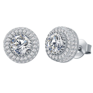 925 Silver 6MM Diamond Gemstone 18K Plated Hip Hop Stud Earring