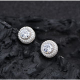 925 Silver 6MM Diamond Gemstone 18K Plated Hip Hop Stud Earring