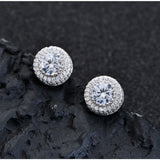 925 Silver 6MM Diamond Gemstone 18K Plated Hip Hop Stud Earring
