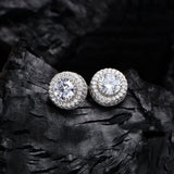 925 Silver 6MM Diamond Gemstone 18K Plated Hip Hop Stud Earring