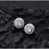 925 Silver 6MM Diamond Gemstone 18K Plated Hip Hop Stud Earring
