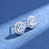 925 Silver 7.5MM Diamond Gemstone Stud Earring