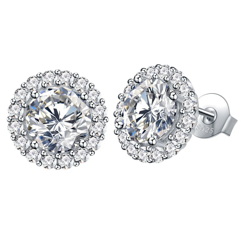 925 Silver 7.5MM Diamond Gemstone Stud Earring