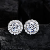 925 Silver 7.5MM Diamond Gemstone Stud Earring
