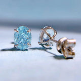 Sterling Silver Aquamarine Diamond Ear Studs Earrings