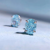 Sterling Silver Aquamarine Diamond Ear Studs Earrings