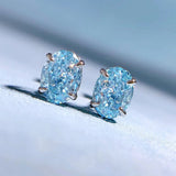 Sterling Silver Aquamarine Diamond Ear Studs Earrings