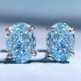 Sterling Silver Aquamarine Diamond Ear Studs Earrings