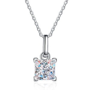 925 Silver 1.2CT Moissanite Diamond Crushed Ice Pendant Necklace