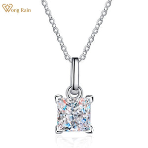925 Silver 1.2CT Moissanite Diamond Crushed Ice Pendant Necklace
