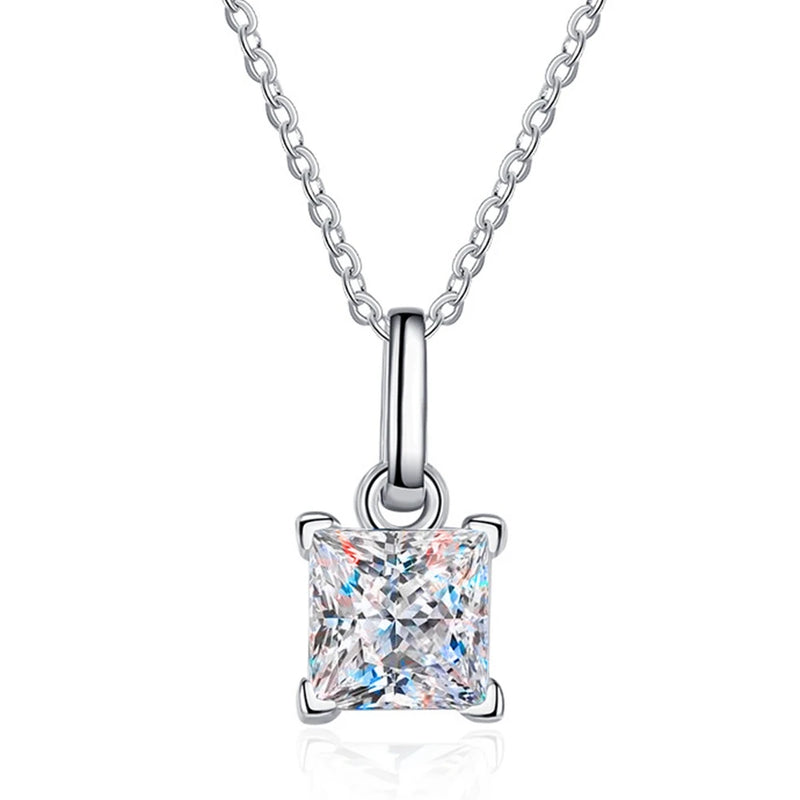 925 Silver 1.2CT Moissanite Diamond Crushed Ice Pendant Necklace