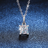 925 Silver 1.2CT Moissanite Diamond Crushed Ice Pendant Necklace