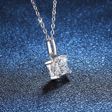 925 Silver 1.2CT Moissanite Diamond Crushed Ice Pendant Necklace