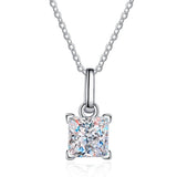 925 Silver 1.2CT Moissanite Diamond Crushed Ice Pendant Necklace