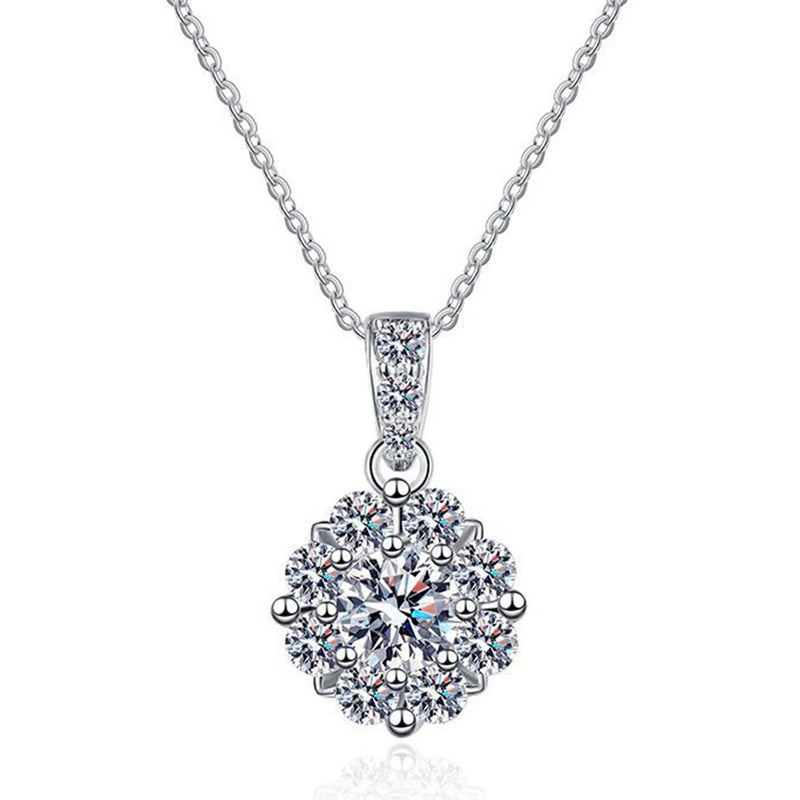 925 Silver D 1CT Moissanite Diamond Zircon Gemstone Pendent Necklace