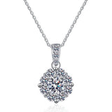 925 Silver D 1CT Moissanite Diamond Zircon Gemstone Pendent Necklace