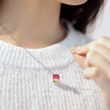 925 Silver Emerald Cut 9*12mm Diamond Pearl Women Necklace Pendant