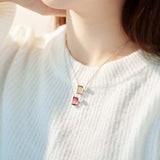 925 Silver Emerald Cut 9*12mm Diamond Pearl Women Necklace Pendant