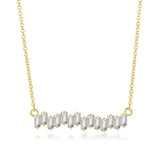925 Silver Diamond Gemstone Pendant Necklace 18K Plated