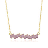 925 Silver Diamond Gemstone Pendant Necklace 18K Plated