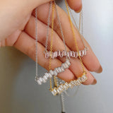 925 Silver Diamond Gemstone Pendant Necklace 18K Plated