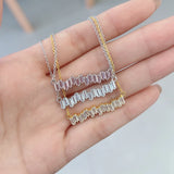 925 Silver Diamond Gemstone Pendant Necklace 18K Plated