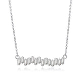 925 Silver Diamond Gemstone Pendant Necklace 18K Plated