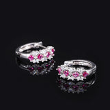 925 Silver Emerald & Sapphire Diamond Hoop Earrings