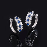 925 Silver Emerald & Sapphire Diamond Hoop Earrings