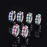 925 Silver Emerald & Sapphire Diamond Hoop Earrings