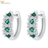 925 Silver Emerald & Sapphire Diamond Hoop Earrings
